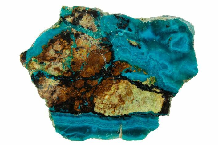 Polished Banded Chrysocolla Slice - Bagdad Mine, Arizona #378914